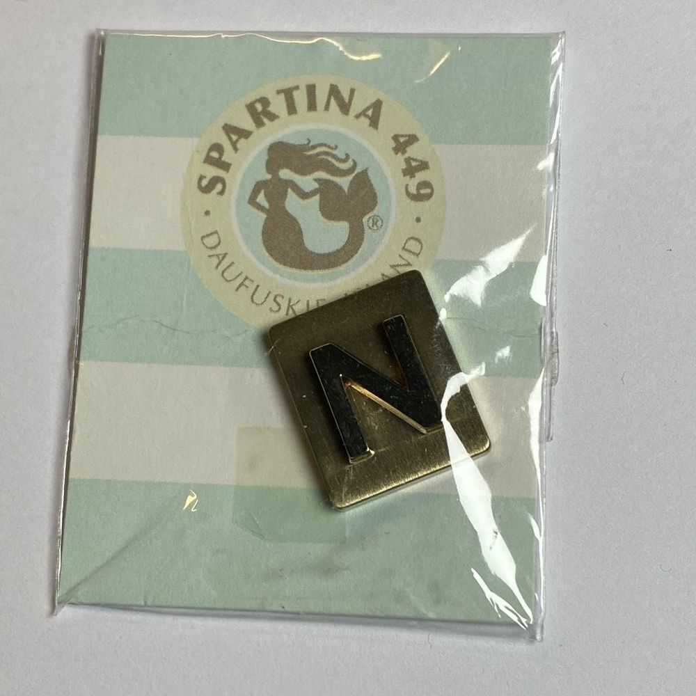 New Old Stock Spartina 449 Magnetic Accessories Golden Letter N Charm